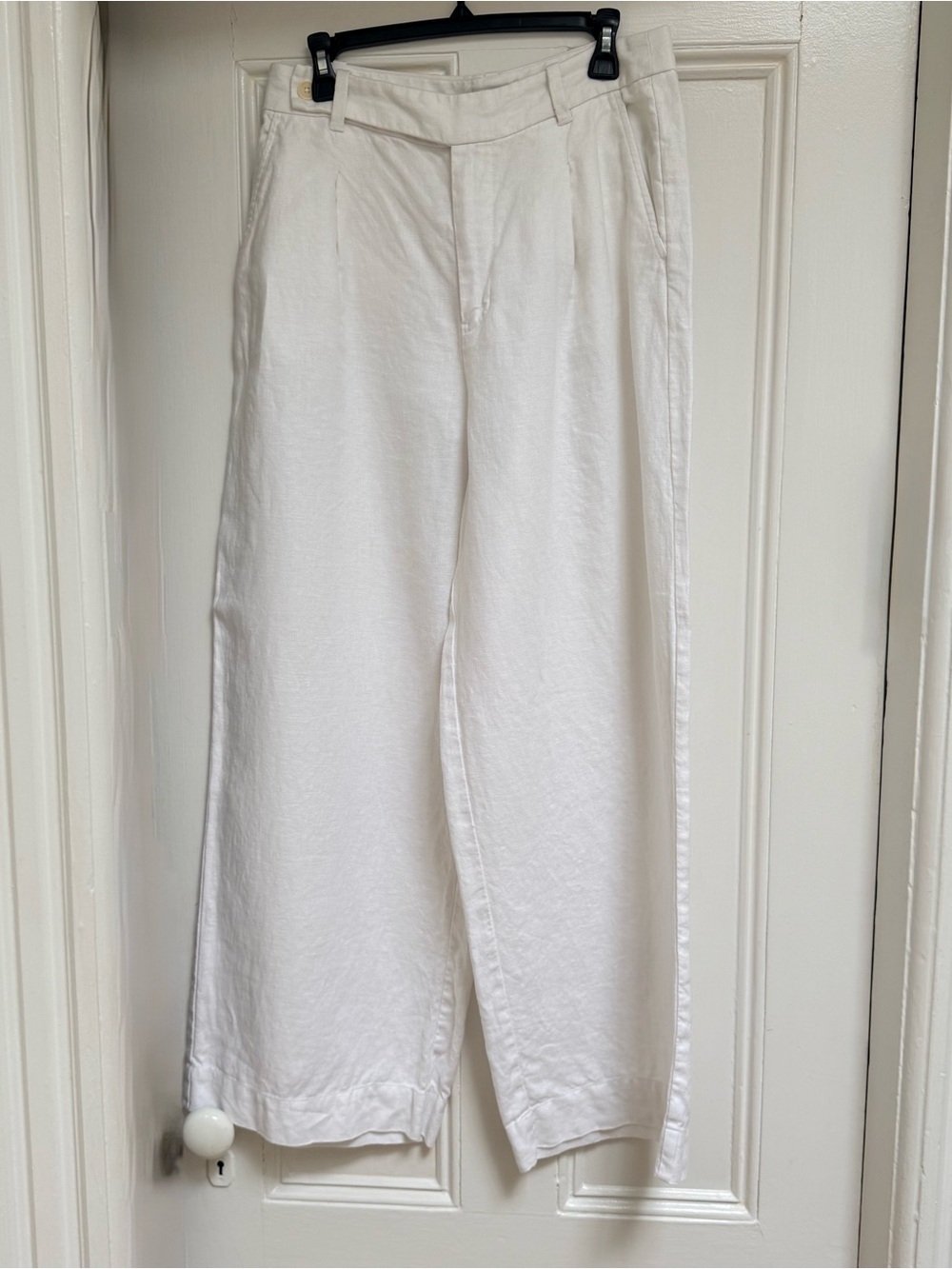 Madewell 100% Linen White Wide-Leg Pants, size 10